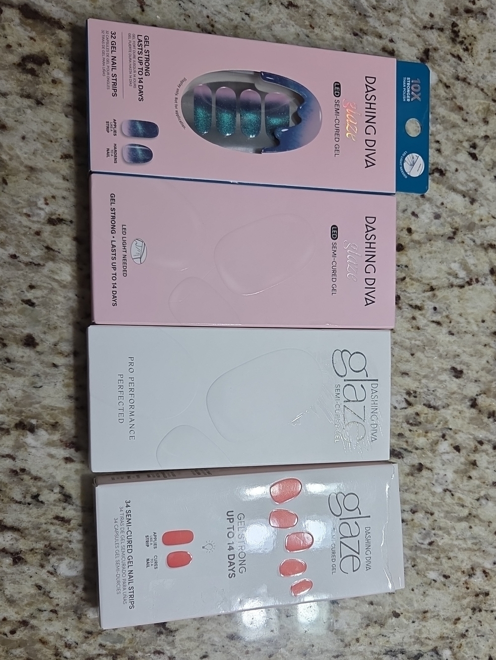 Dashing Diva Gel Semi-Cured Nail Strips - Set Of 4 NIB